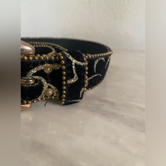 Vintage Elite Fresno California Velvet Belt Size Medium with Brass Buckle - Picture 11 of 14